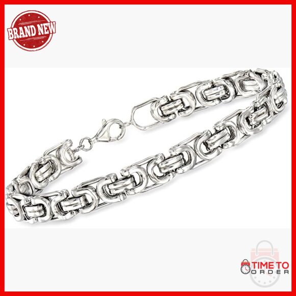 Men's Sterling Silver Byzantine Box Link Bracelet 8.5 Inches